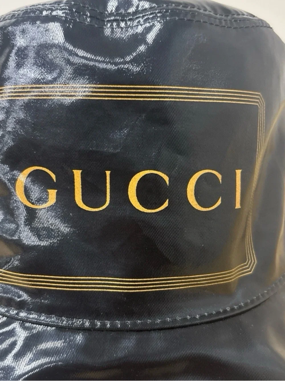Gucci Black Logo-Print Bucket Hat Sz M